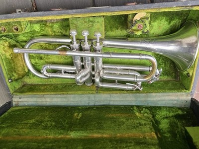1921 Holton Clarke Model Cornet   Elkhorn, WI   Case, Mouthpiece, & Lyre Set