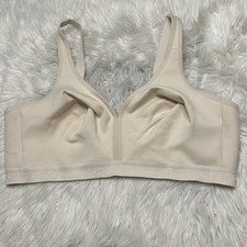 Cacique 44DD Bra Beige Unlined Full Coverage No Wire Back Closure Wireless
