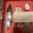 Two's Company Christmas Theme Cheese Knives Blown Glass Handles Holiday Charm — photo 3