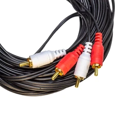 SHIELDED DUAL 2 RCA AUDIO DUBBING CABLES 50' FT FOOT STEREO TV AUDIO PATCH CORD 