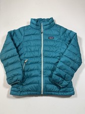 Patagonia Down Sweater Jacket Girls Medium Blue Full Zip Insulated Down Outdoors