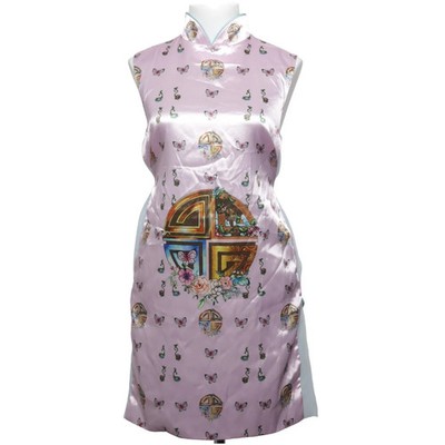Yalguun, Cheongsam, Größe: ONE SIZE, Pink/Mehrfarbig, Print, Satin, Damen #EBH