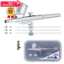Master Airbrush G222 Multi-Purpose 3-Tip Pro Set, Chrome