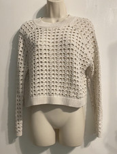 RACHEL Rachel Roy Open Knit Cropped Sweater Womens Medium Ivory