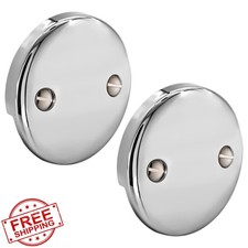 LOWCUS Tub Overflow Drain Shiny Chrome 2 Pack