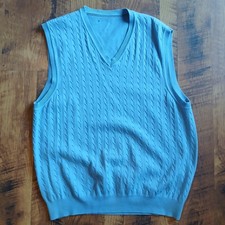 Tommy Hilfiger Light Blue Cable Knit Sweater Vest Sz Tag Missing See Measurement