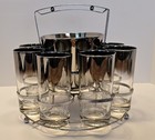 MCM Dorothy Thorpe Style 8 SILVER FADE  Bar Tumblers & Ice Bucket with Caddy — photo 2