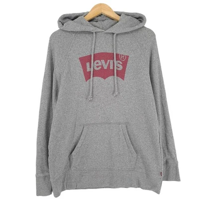 Hoodie Vintage Levi's Homme Gris Coton Capuche Sweat Pullover Taille S - Photo 1/4