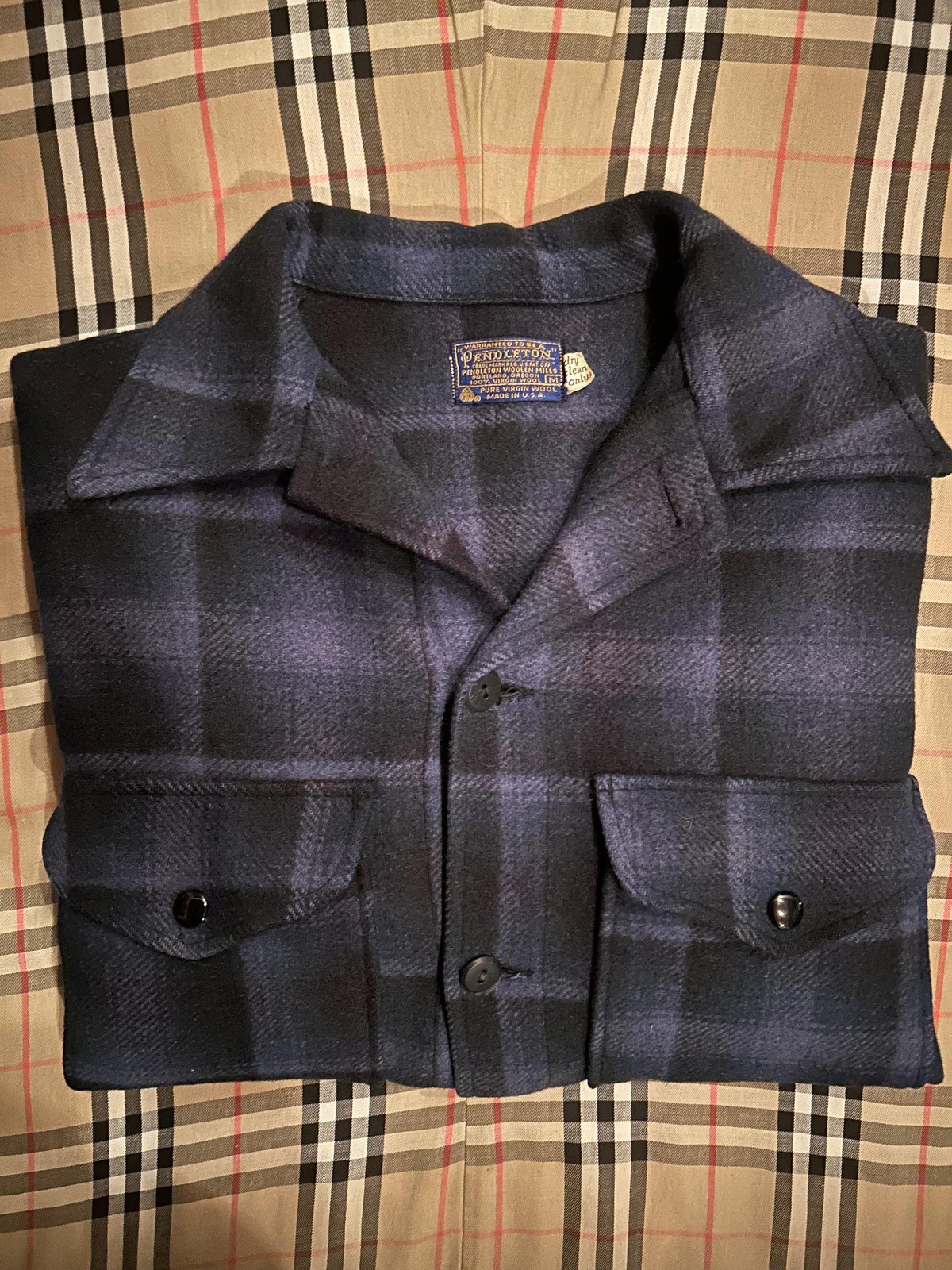 VTG 70s Pendleton Wool Shadow Plaid Mackinaw Crui… - image 1