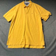 Tommy Hilfiger Men's Polo Shirt Size XL Yellow Pique Short Sleeves Classic Fit