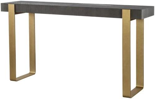 Uttermost 25268 Kea 60"W Ash and Iron Table - Brushed Brass / Dark Walnut - Picture 1 of 5