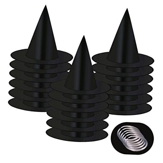 24 Pcs Halloween Witch Hats with Hanging Rope for Outdoor Decor