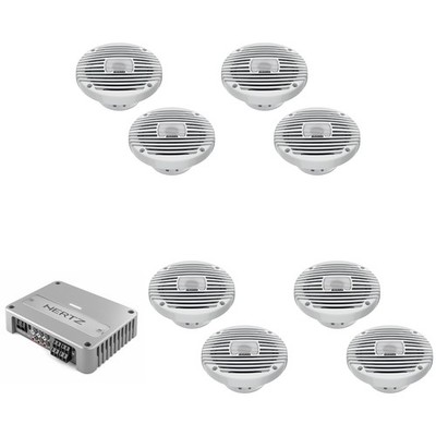Hertz Marine 8x 6.5'' Marine HEX-65-M-TW & Venezia-Compact-V4 4Ch. Amplifier B...
