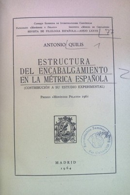 Estructura del Encabalgamiento en la Métrica Espanola: Contribución a su Estudio