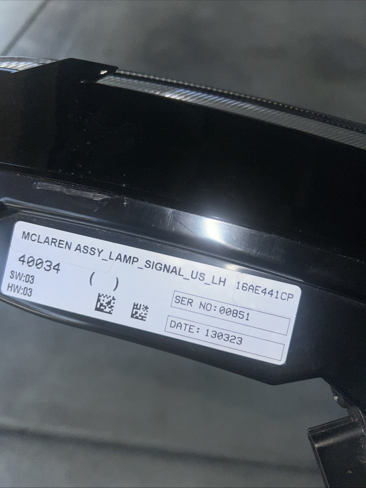 McLaren Artura Signal Lamp 16AE441CP Used Good Condition No Broken Tabs