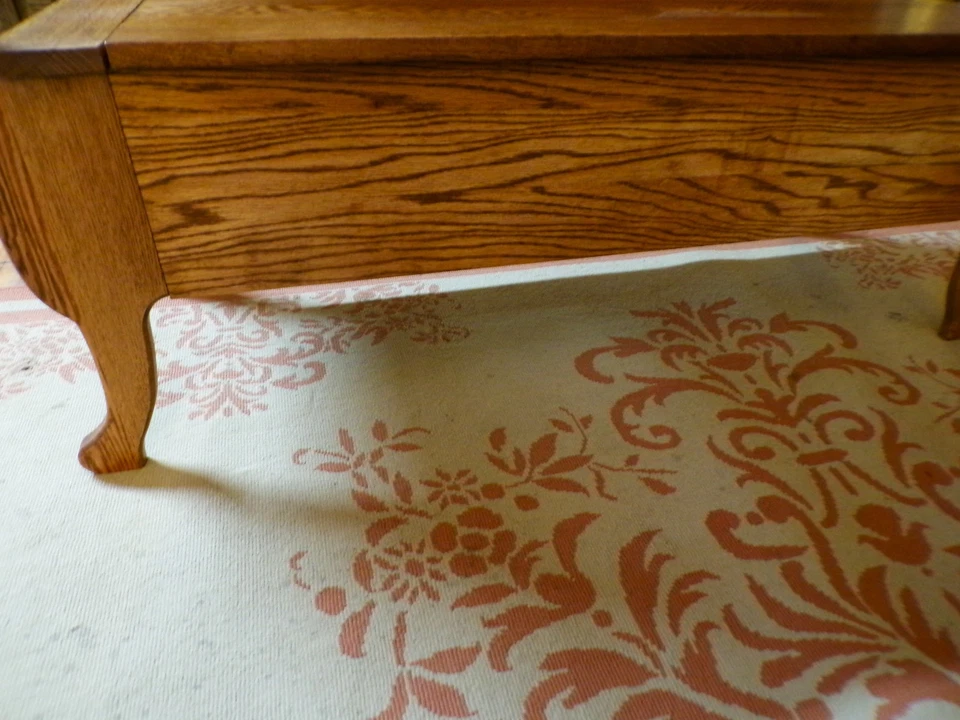 Antiguo banco de roble tallas ornamentadas #2 asiento elevador almacenamiento 53" largo repintado Foto 2 de 4