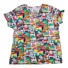 Rudolph The Red Nosed Reindeer Scrub Top Womens Large Christmas Print Holiday