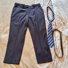 Samuel Windsor Navy Blue Wool Rich Straight Leg Smart Trousers 36S Mens 36W 28L