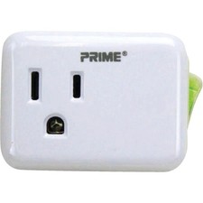 Prime Wire Cable 1-Outlet White Plug-In Outlet with Switch PBES001-BB Pack of