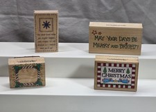 Hero Arts Christmas Holiday Wood Base Rubber Stamp Lot GUC Winter Snow