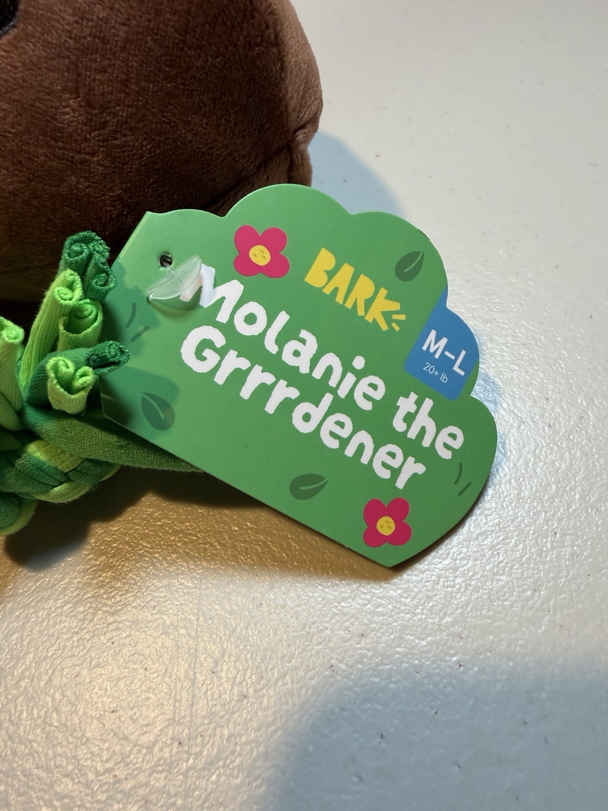 Bark Box Molanie The Grrrdener Dog Toy Sz M-L 20+ Lbs Squeaker Crinkle