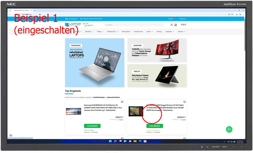 NEC MultiSync E243WMi-BK 23,8-Zoll Monitor IPS 1920x1080 DP VGA DVI (Kratzer) - Bild 3 von 4