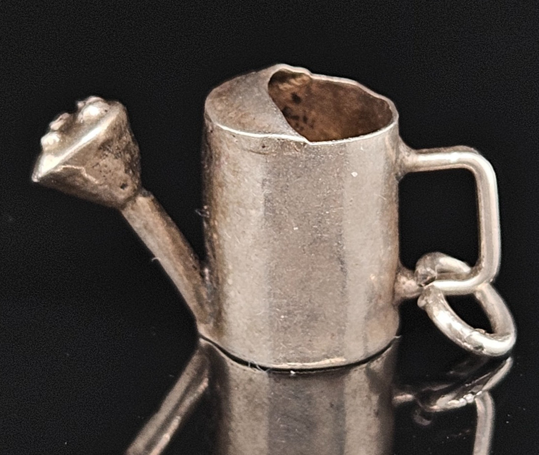 Sterling Silver WATERING CAN Charm Pendant 3D Garden Mexico Vintage