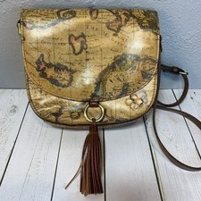 Patricia Nash Brinlee Leather Saddle Crossbody Bag-European Map