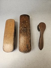 Set Of 3 Vintage Horsehair Shoe Shine Brushes