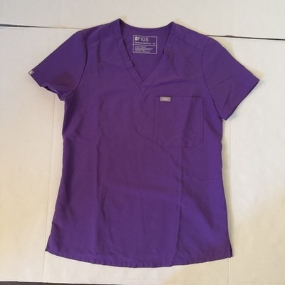 FIGS Shirt Womens XS Purple Technical Collection V Neck Scrub Top Pocket Nurse