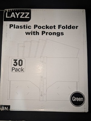 LAYZZ Pocket Folder 60 Pack Green 2 Pockets & Prongs