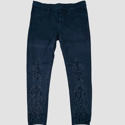 Miss Me Jeans Womens 31 (32x26) Black Lace Aztec Cutout Embellished Ankle Skinny