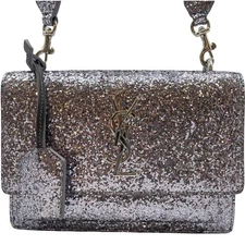 Auth YSL SAINT LAURENT Small Sunset Shoulder Bag PLB449454 Glitter #36636758