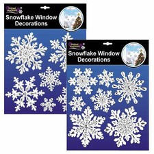 Christmas Window Stickers 2 Packs of Snowflake Decoration White and Silver