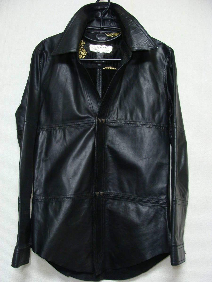 SKKIN USA Cow-skin Leather Black Shirt Jacket Silver Parts SKKIN USA Cow-skin Leather Black Shirt Jacket Silver Parts