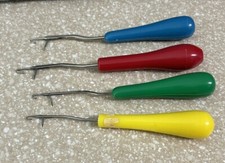 4 vintage rug hooks making tools plastic  wood handled Latch Hooks