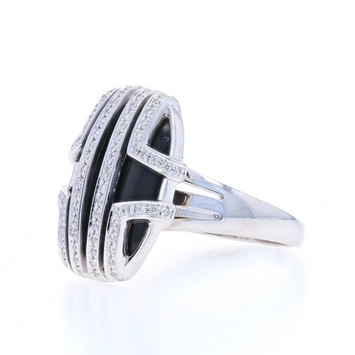 Di Modolo Favola Onyx & Diamond Ring - White Gold 18k .72ctw Geometric - Picture 3 of 10