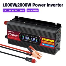 1000W 2000W Power Inverter 12V to 120V LCD 2AC 2USB Car 150W-Adapter Converter
