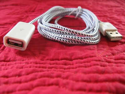 6 foot cable cord extension USB computer male female white woven printer NEW