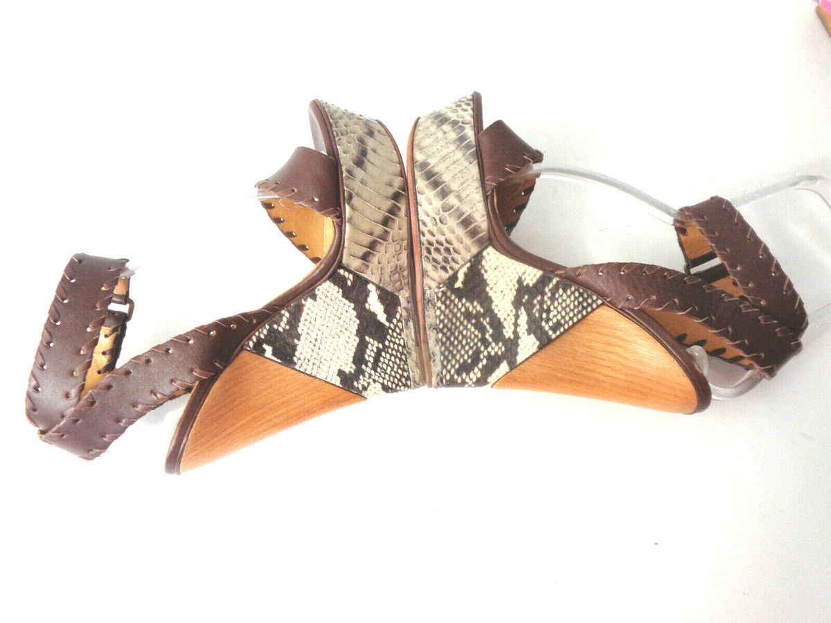 LANVIN 2012 ETE サンダル Lanvin 2012 ete Leather Snake Skin Sandal Brown Tan 36 | eBay