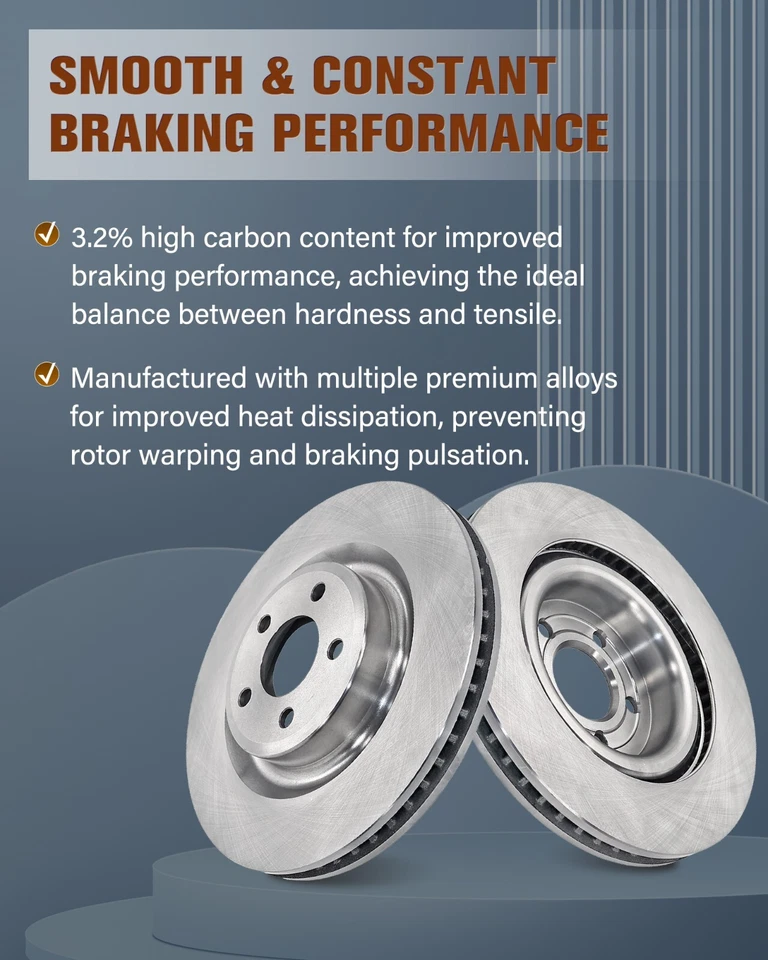 Front & Rear Disc Brake Rotors Kit for 2011 - 2021 Chevrolet Silverado 2500 HD Foto 3 de 4