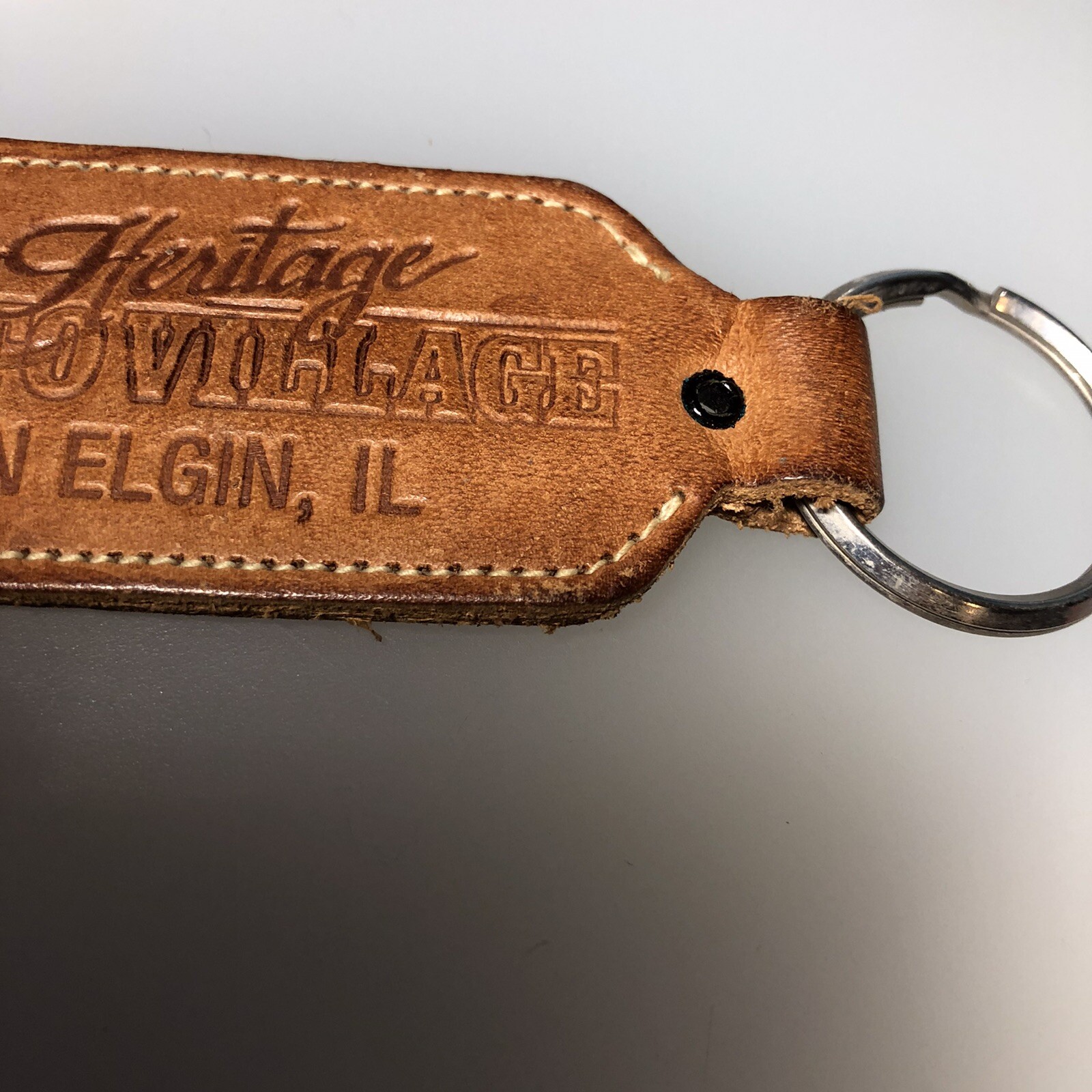 Elgin IL Heritage Auto Village Leather Auto Car Dealer Illinois Motors Keychain