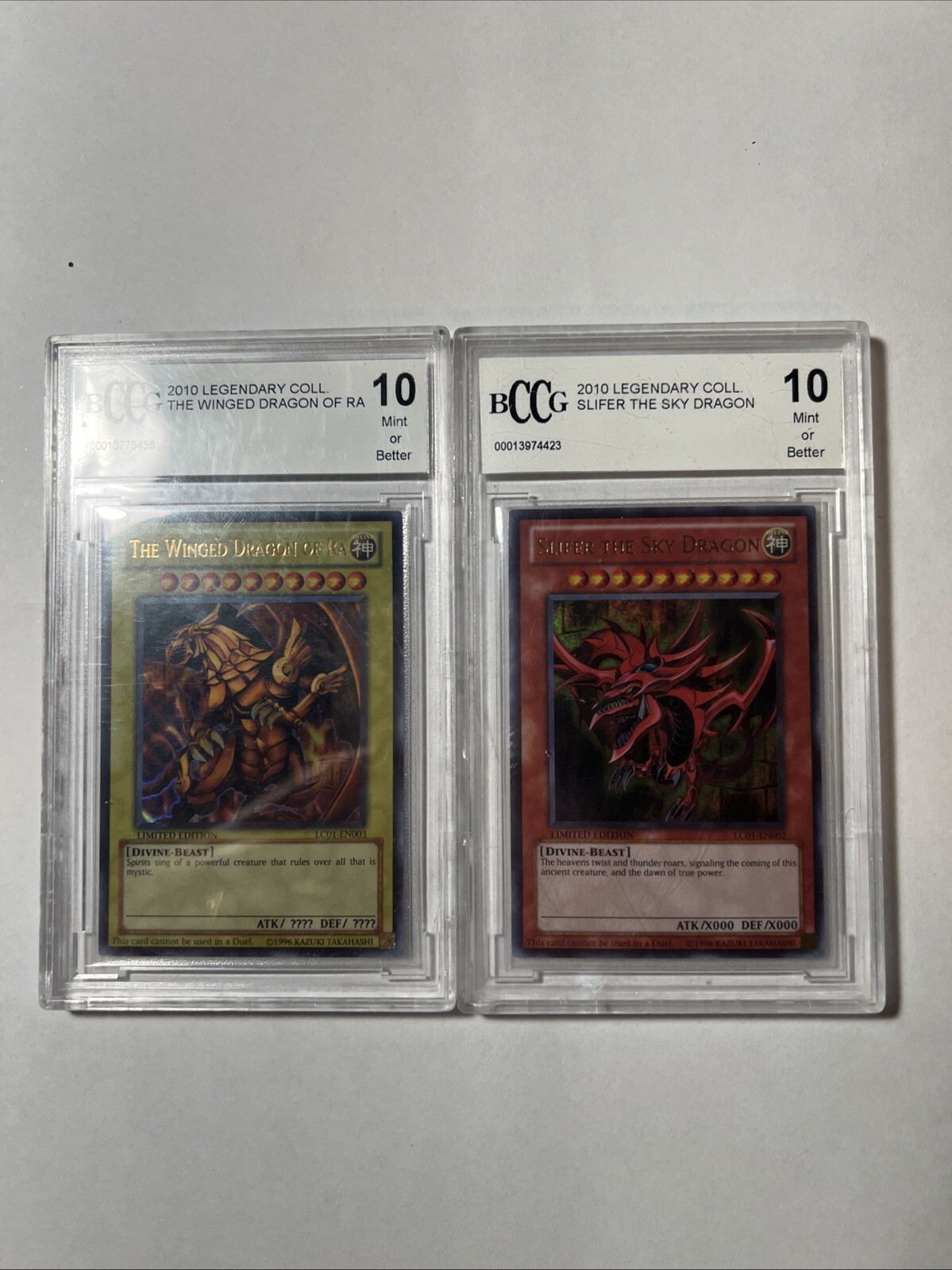 Slifer the Sky Dragon and Winged Dragon of Ra Yu-Gi-Oh Cards Mint BCCG Graded