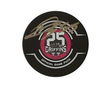 Donovan Sebrango Autographed Grand Rapids Griffins Official Game Puck