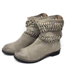 ORSA Booties Size EU 36.5 US 5.5 Gray Leather Woven Boho Slouchy Modern Vintage