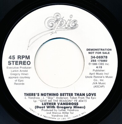 LUTHER VANDROSS - THERE'S NOTHING BETER THN LOVE - PROMO - EPIC  - 45 Record VG+