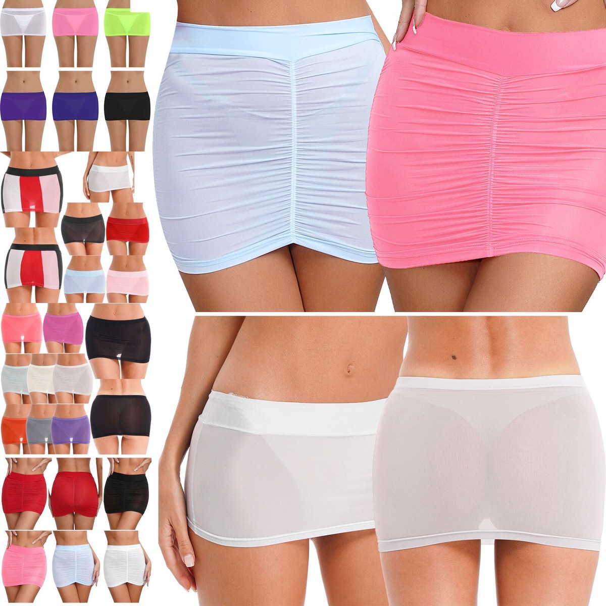 Women's Sheer Ultra See Through Low Waist Thight Micro Mini Skirts