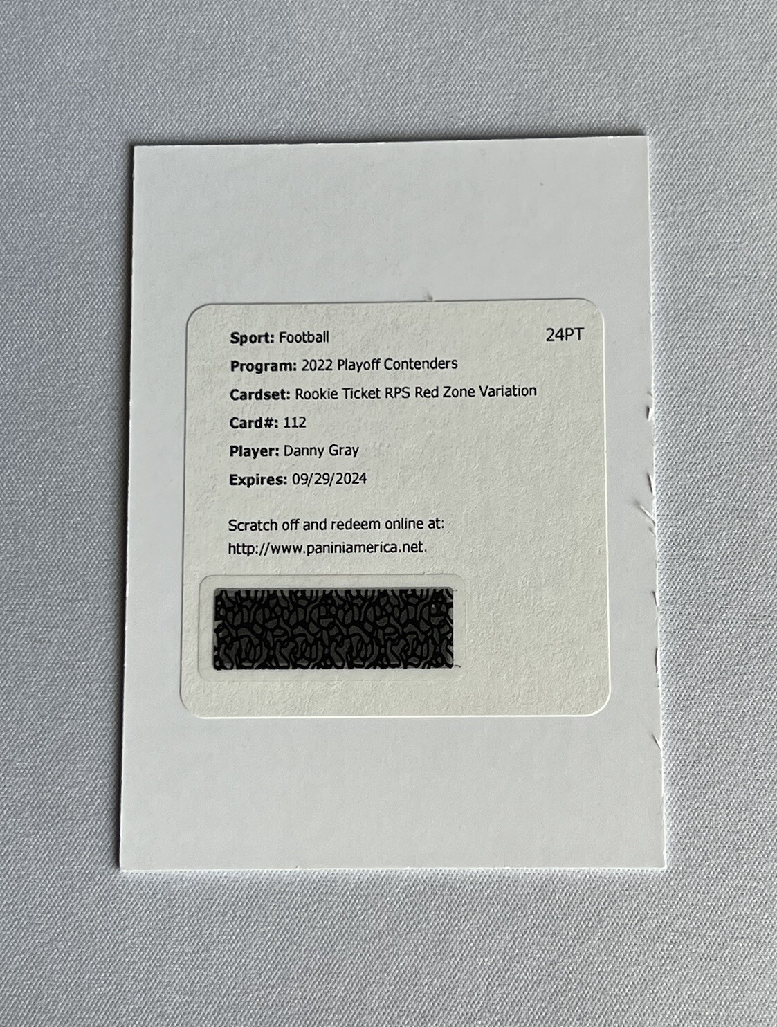 2022 Contenders Danny Gray RC ROOKIE TICKET RED ZONE VAR RPS 49ers Redemption