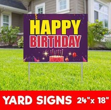 HAPPY BIRTHDAY Yard Sign Corrugate Plastic with H-Stakes Party Supplies Decor