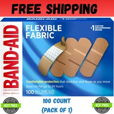 Band-Aid Brand Flexible Fabric Adhesive Bandages, 100 Count Fast Shipping